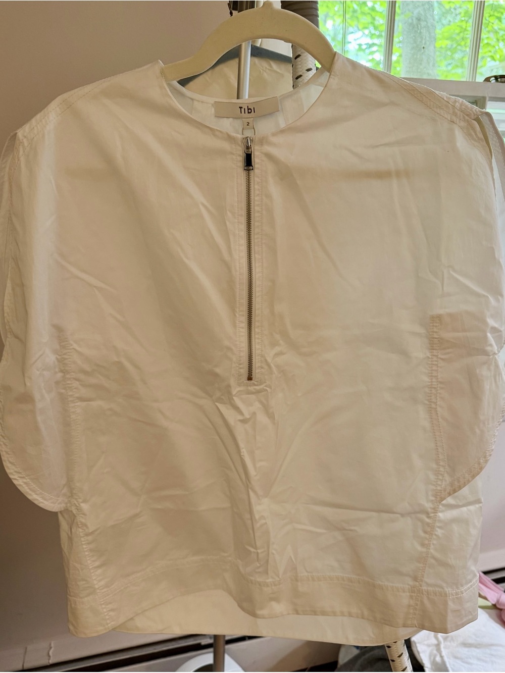 Tibi White Half-Zip Cotton Shirt